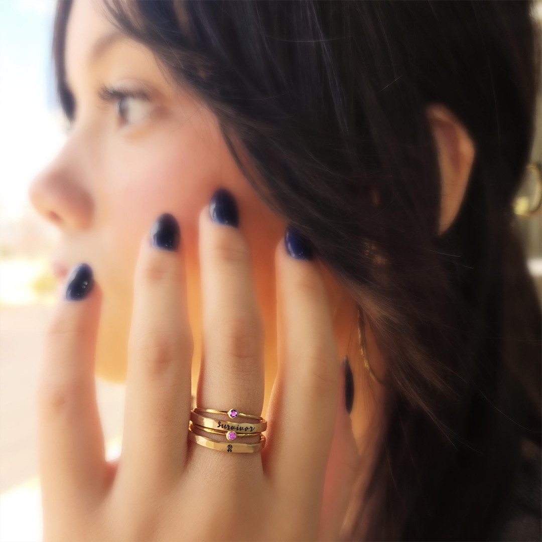 Breast Cancer Awareness Stackable Ring Set