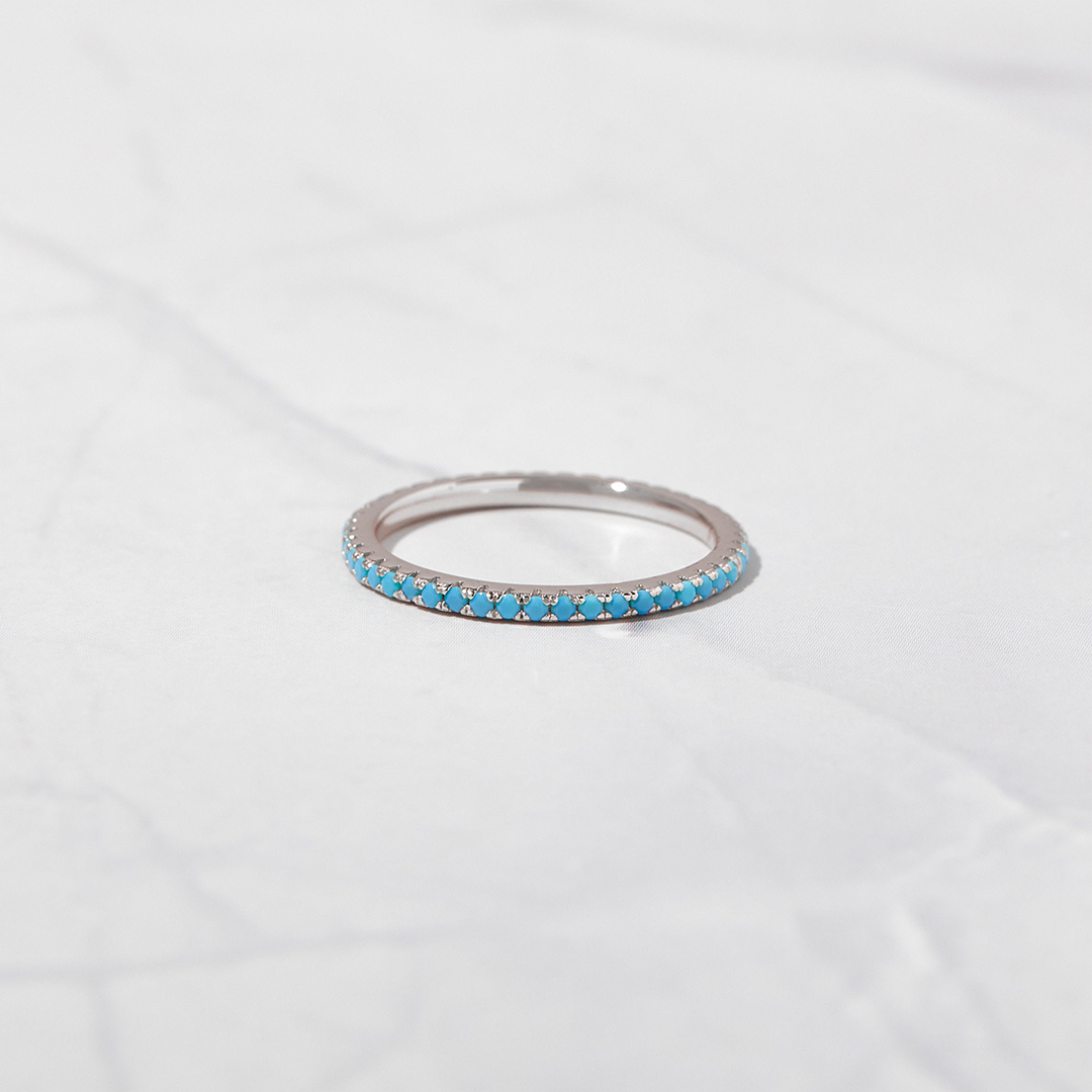 Ovarian Cancer Awareness Turquoise Eternity Ring