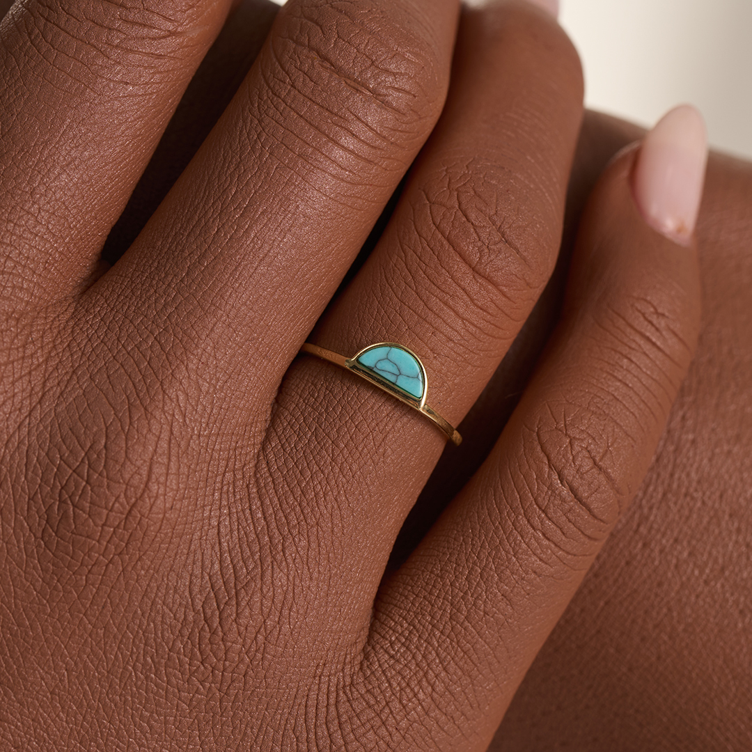 Ovarian Cancer Awareness Half Round Teal Ring