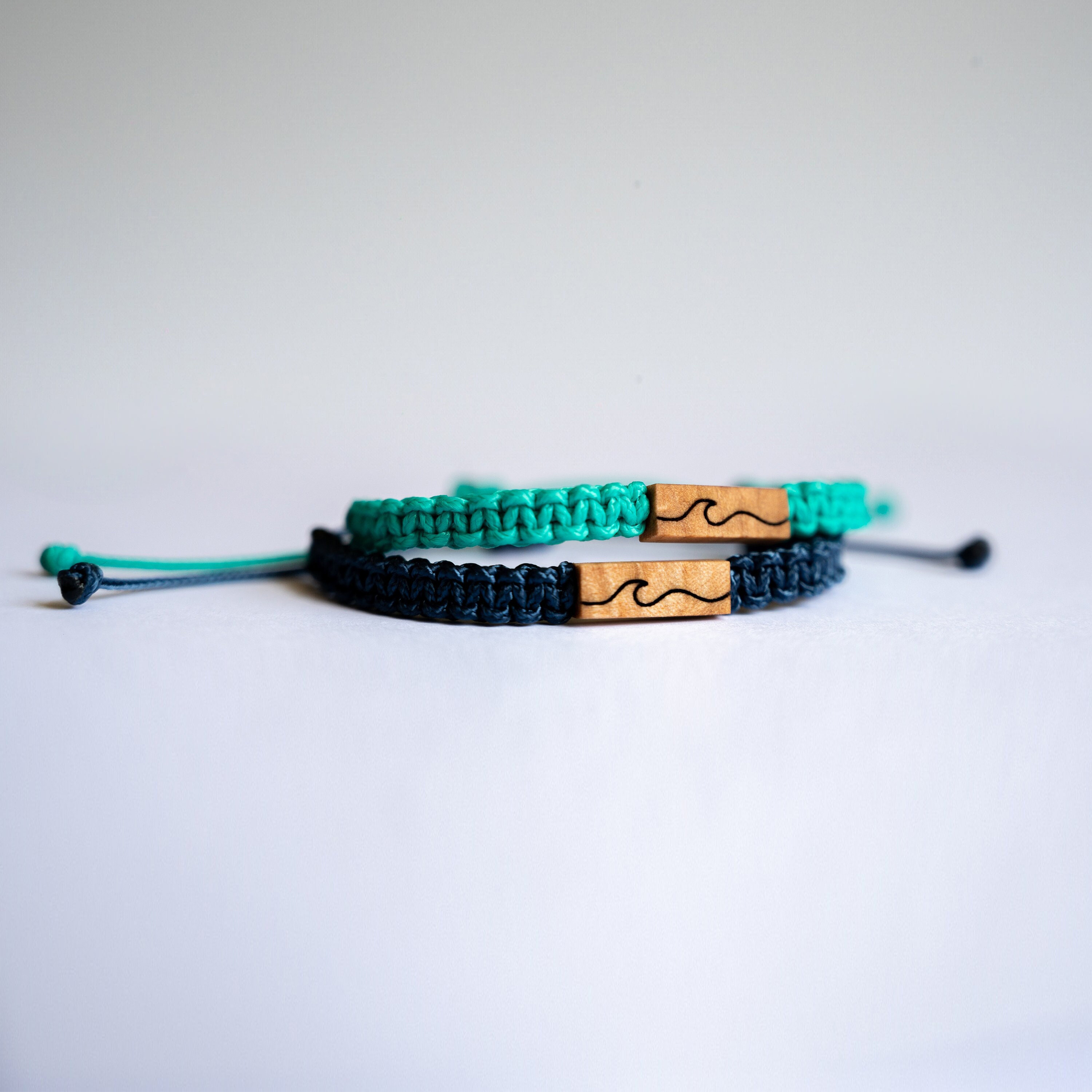 Ocean Wave Reclaimed Wood Adjustable Bracelet