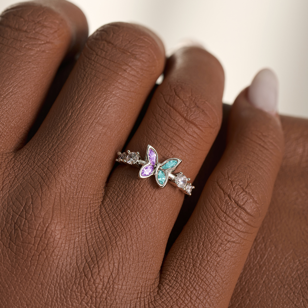 Stay Strong Butterfly Awareness Ring