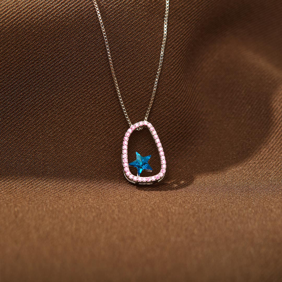 Wave of Light Blue Star Necklace