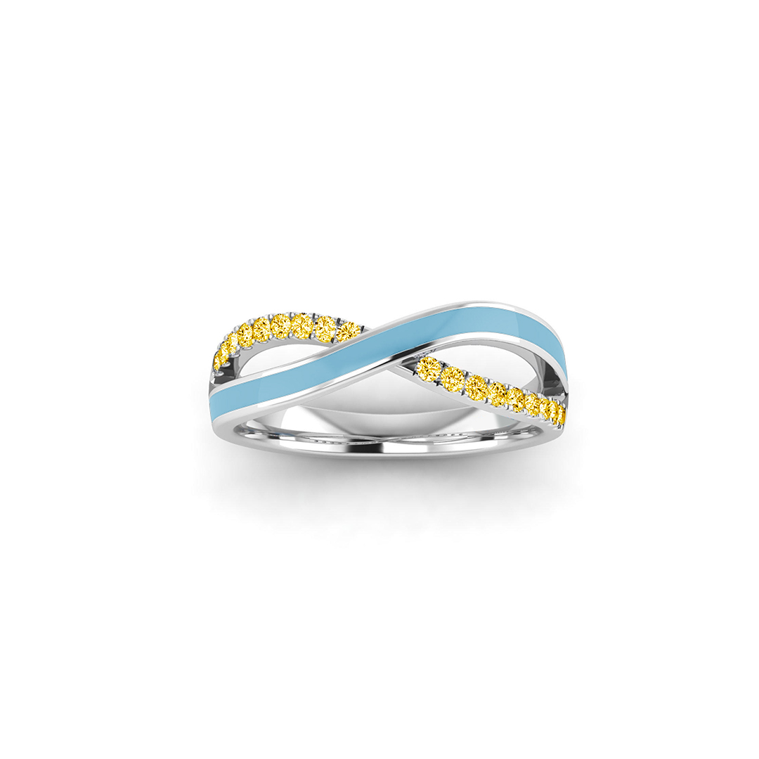 Down Syndrome Awareness Blue & Yellow Ribbon Ring