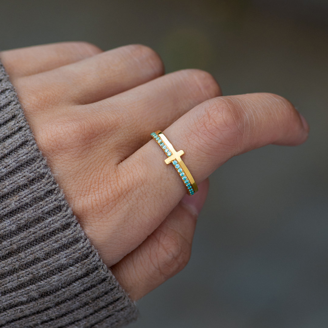 Anxiety Disorder Awareness Cross Ring