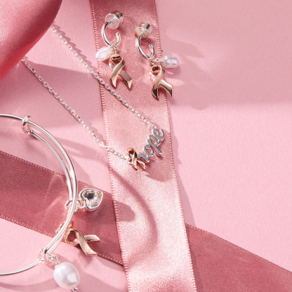 Hope Breast Cancer Awareness Pink Ribbon Necklace