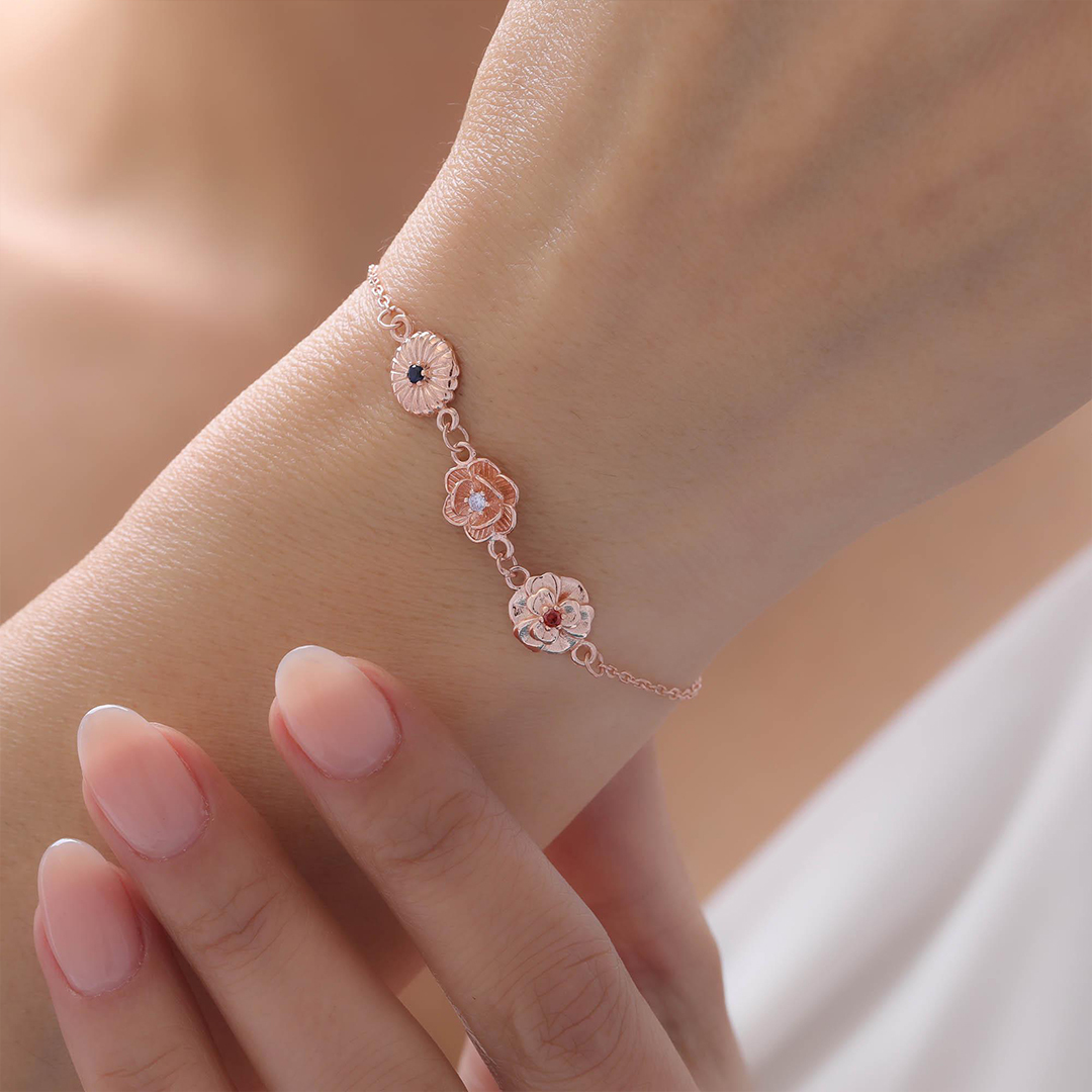 Grandma Bracelet With Kids Birthflower Bouquet Bracelet