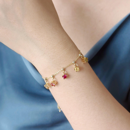 Personalized Family Bracelet With 1-7 Star Birthstones Charm