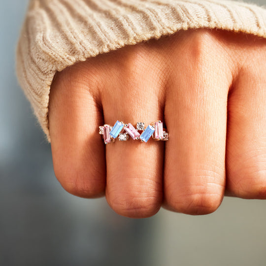 Mama Of An Angel Pink&Blue Broken Ring