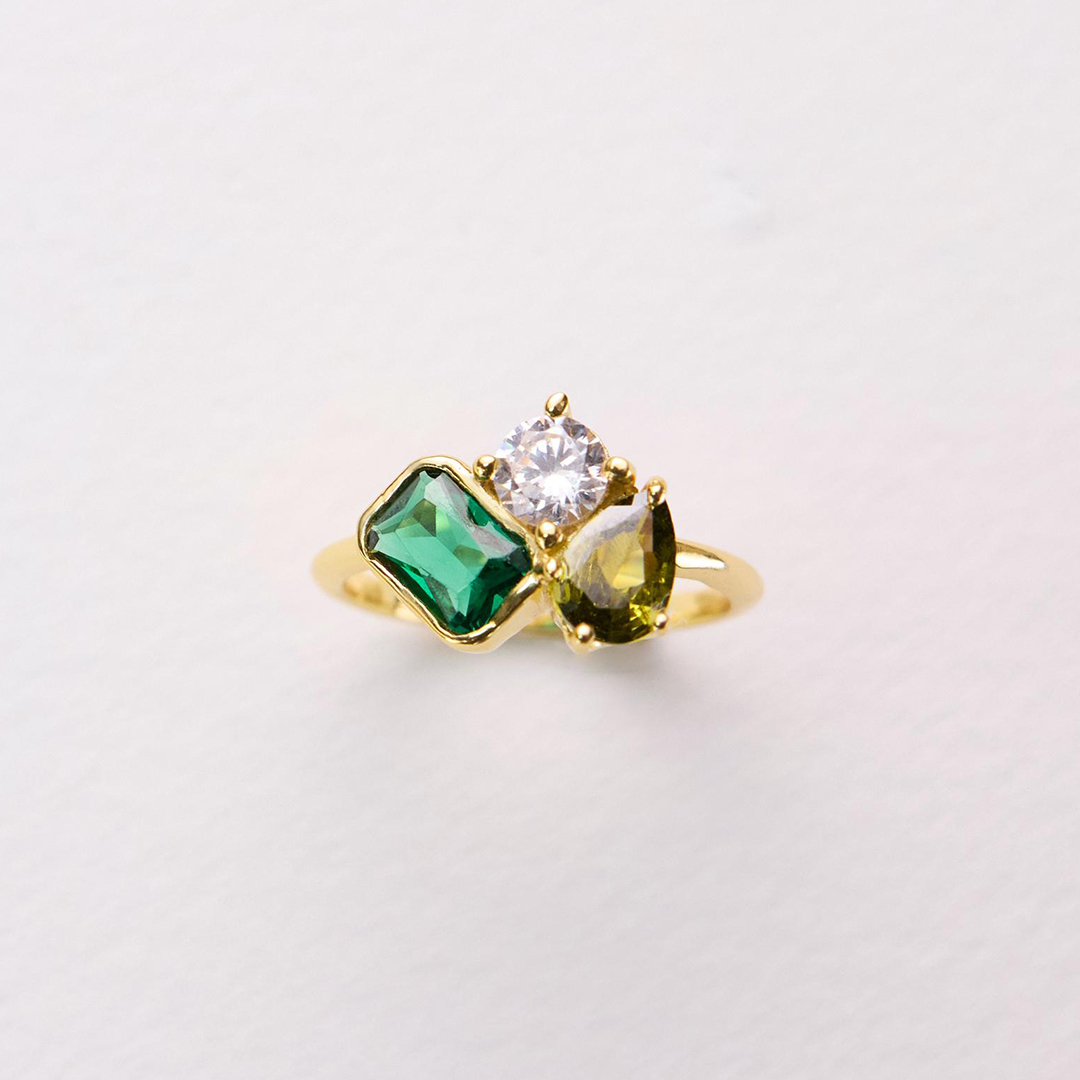 Christmas Gift Custom 3 Birthstone Ring