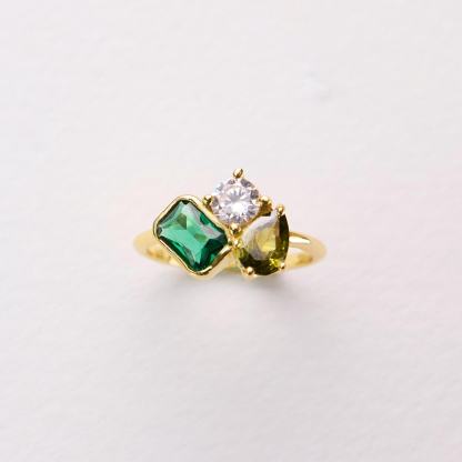 Christmas Gift Custom 3 Birthstone Ring
