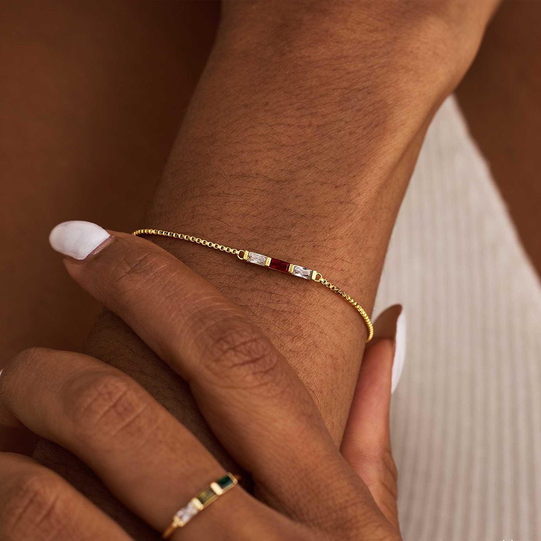 Family Love Baguette Birthstone Bracelet