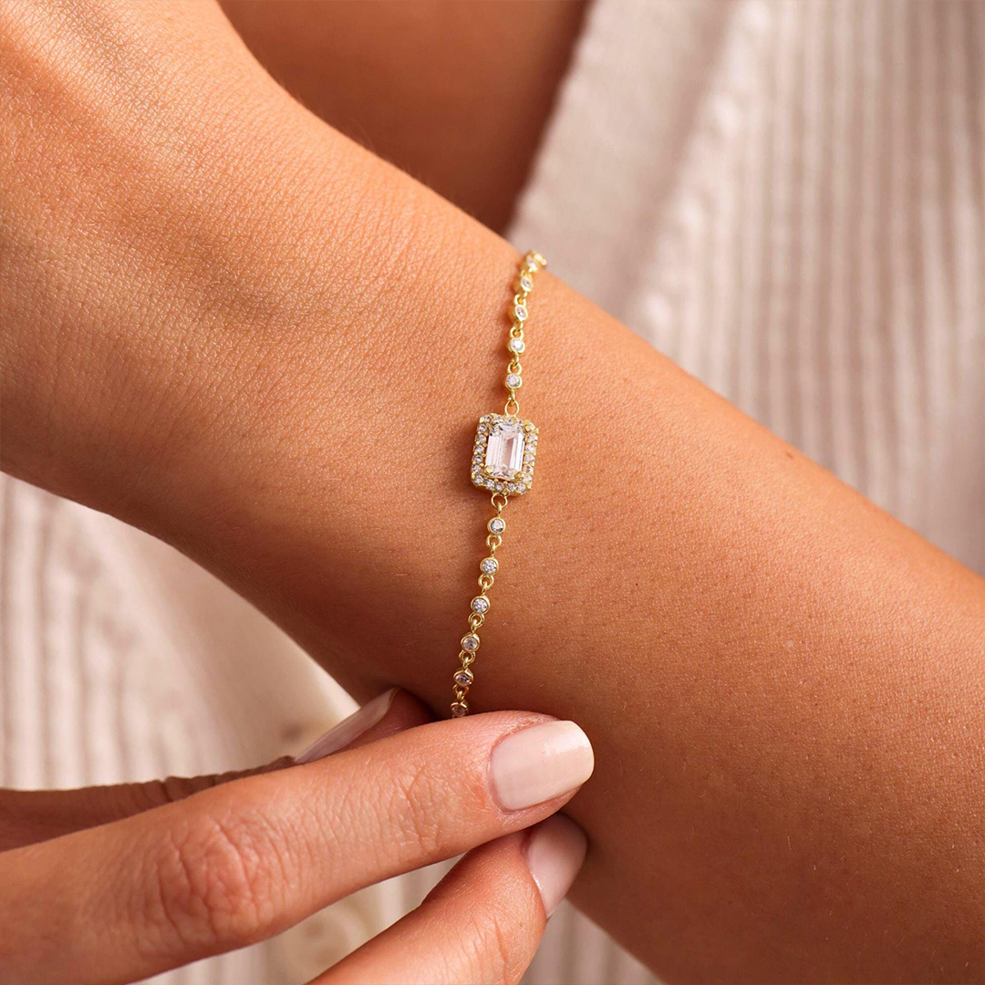 Self Love Cut Chain Baguette Bracelet