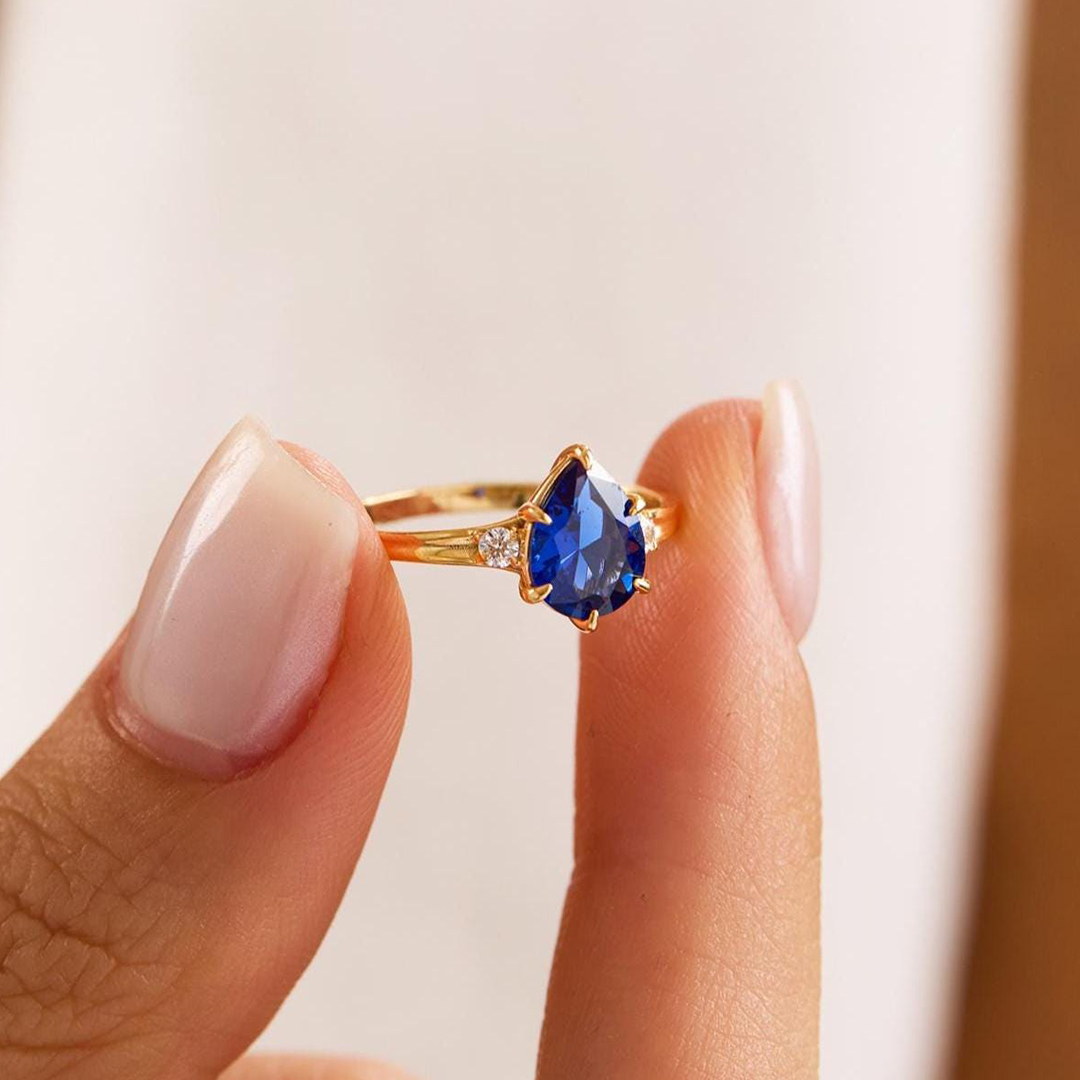 Forever in My Heart Teardrop Sapphire Ring