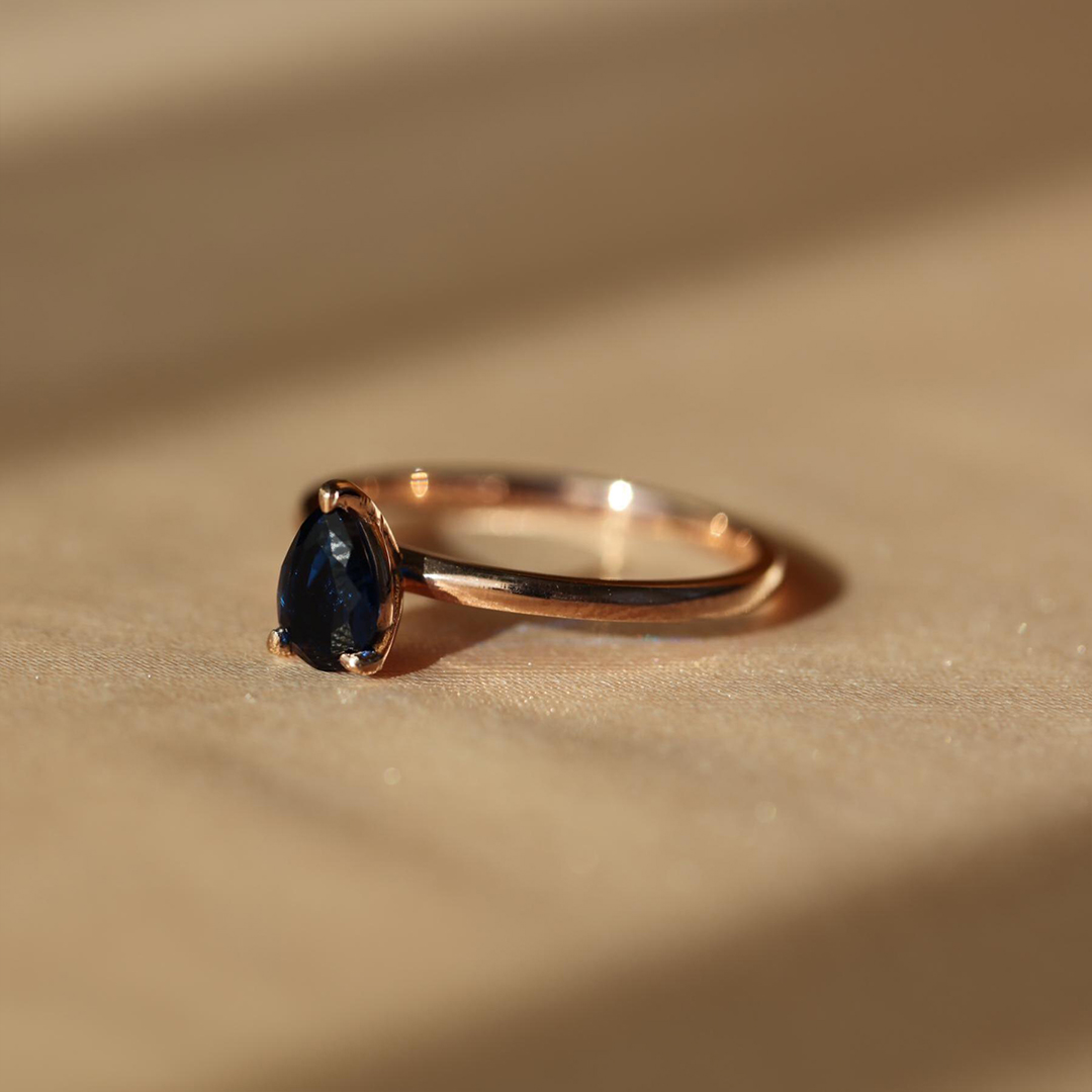 Memorial Tear Teardrop Sapphire Ring