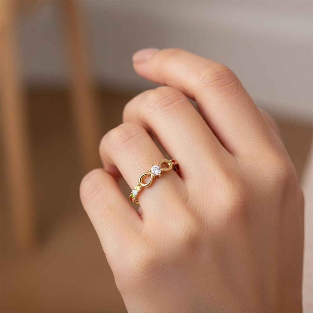 Autism Awareness Infinity Diamond Knot Ring