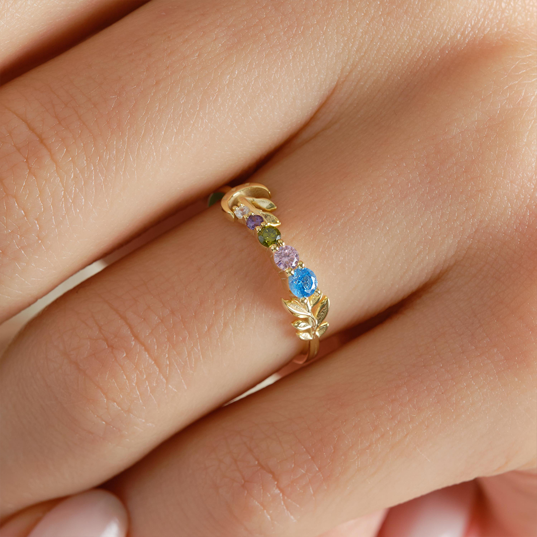 Grandma’s Tears of Joy Blooming Half Eternity Flower Ring