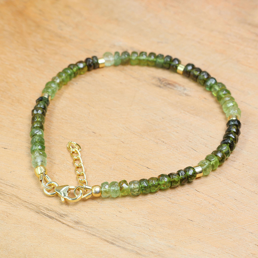 Kidney Disease Awareness Strength and Support Green Beaded Bracelet