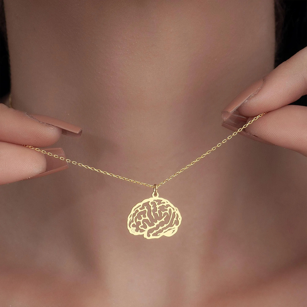 Brain Injury Awareness Strength and Support Dainty Brain Necklace