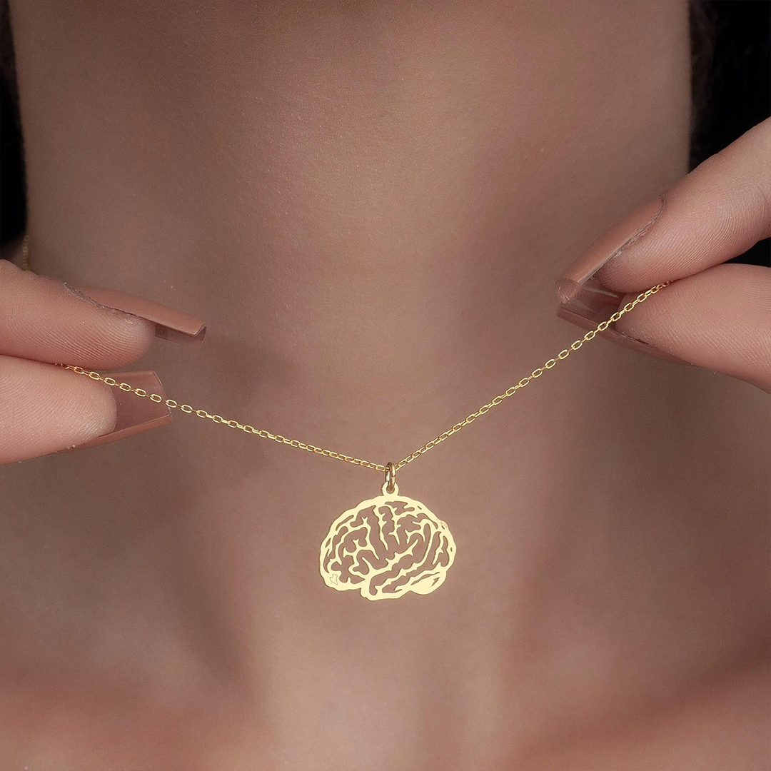 Brain Injury Awareness Strength and Support Dainty Brain Necklace