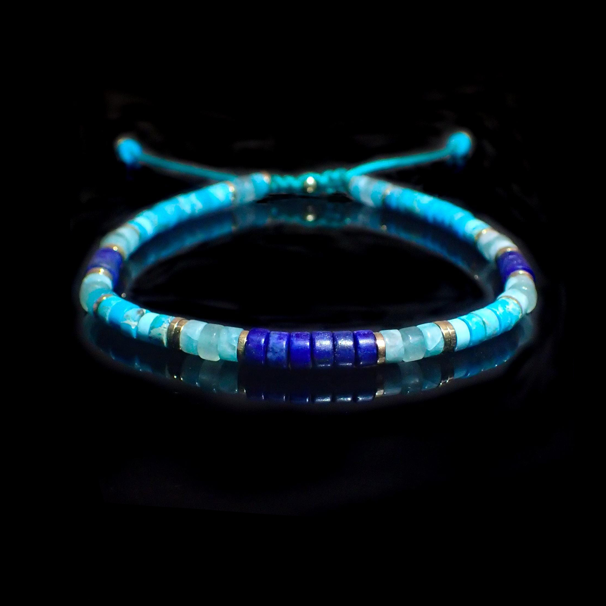 Mens Lapis Lazuli Turquoise Minimalist Bracelet