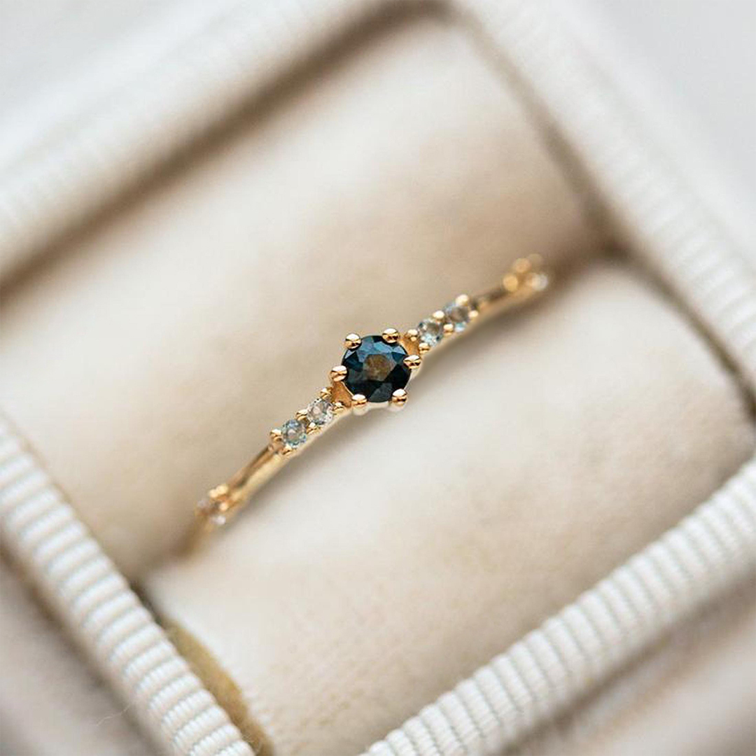 Ovarian Cancer Awareness Nobody Fights Alone Teal Sapphire Ring