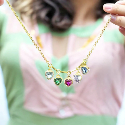 Heart To Heart 1-6 Birthstones Family Necklace