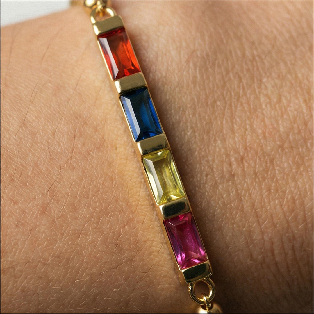 Personalized Stretch Beaded Baguette Birthstone Bracelet