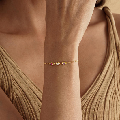 My Family My Heart Custom Heart Birthstone Bracelet