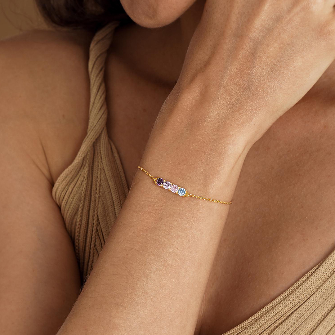 Minimalist Family Gift Birthstone Bracelet