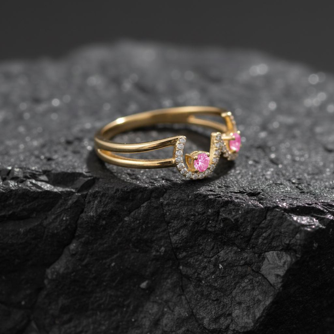 Breast Cancer Awareness I Am Enough Dainty Wave Ring