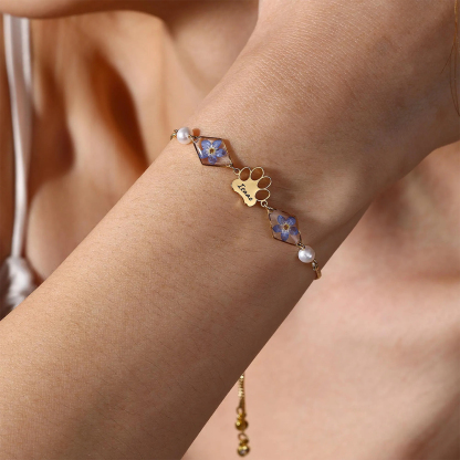 Forever Loved Rainbow Bridge Paw Print Bracelet