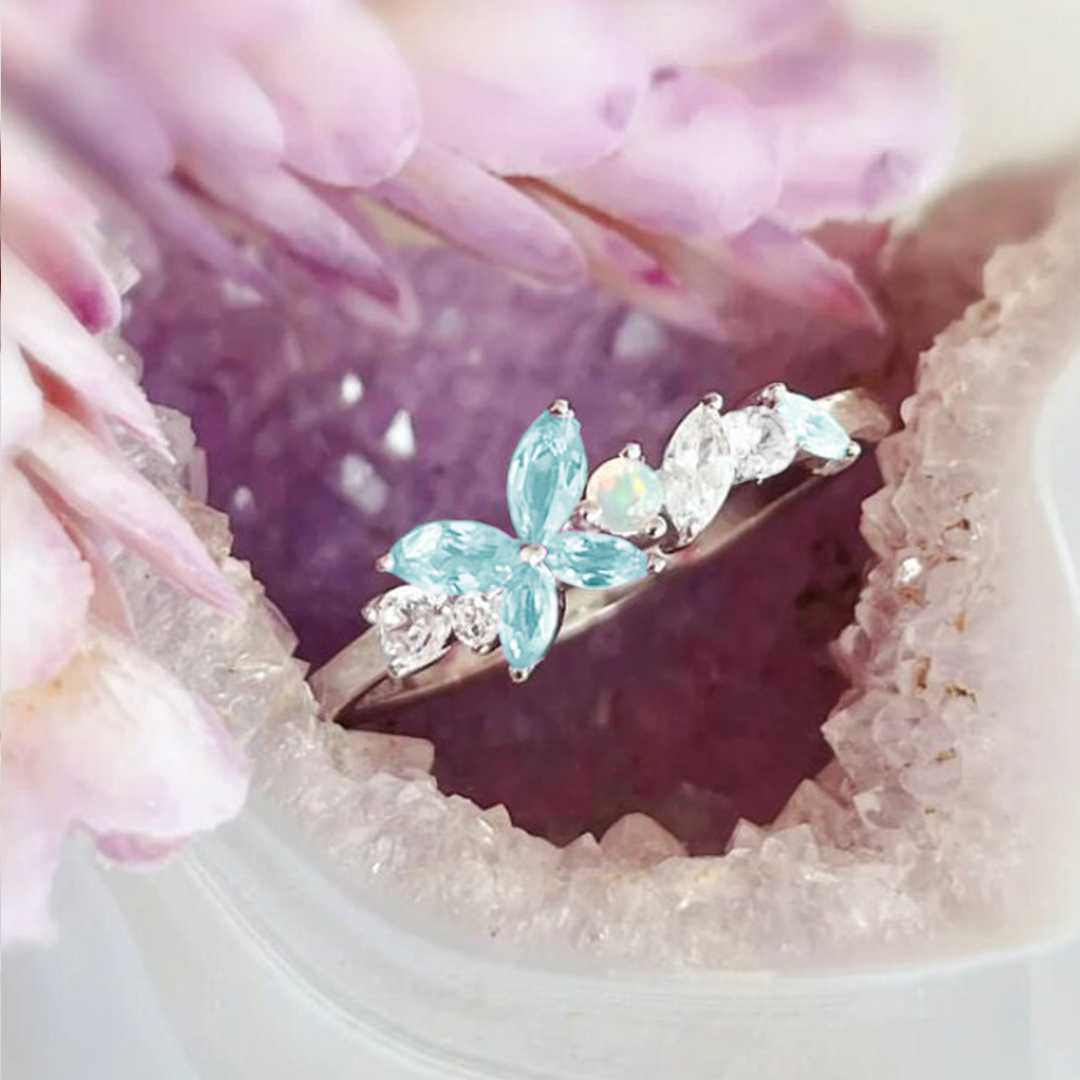 Ovarian Cancer Awareness Teal Butterfly Ring