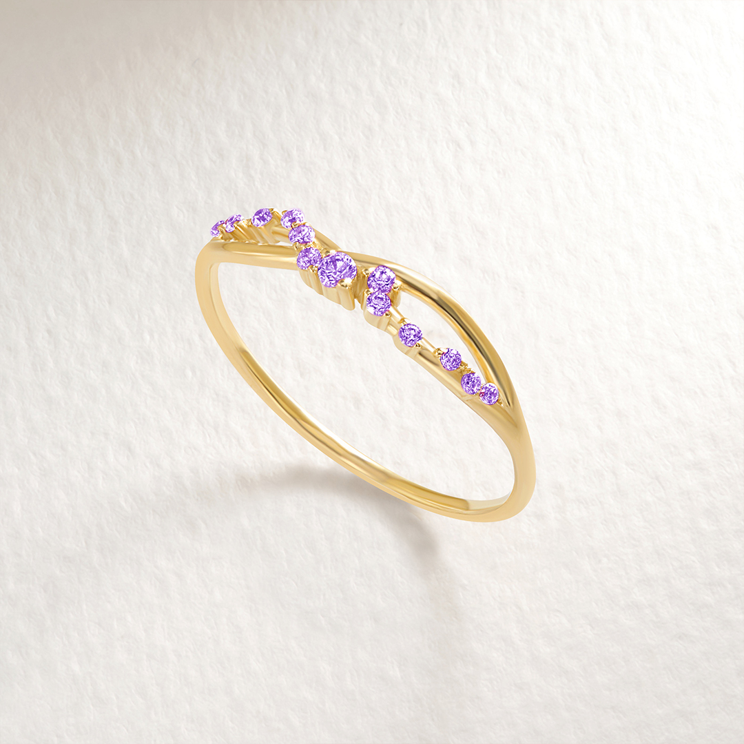 Lupus Awareness Purple Diamond Infinity Ring
