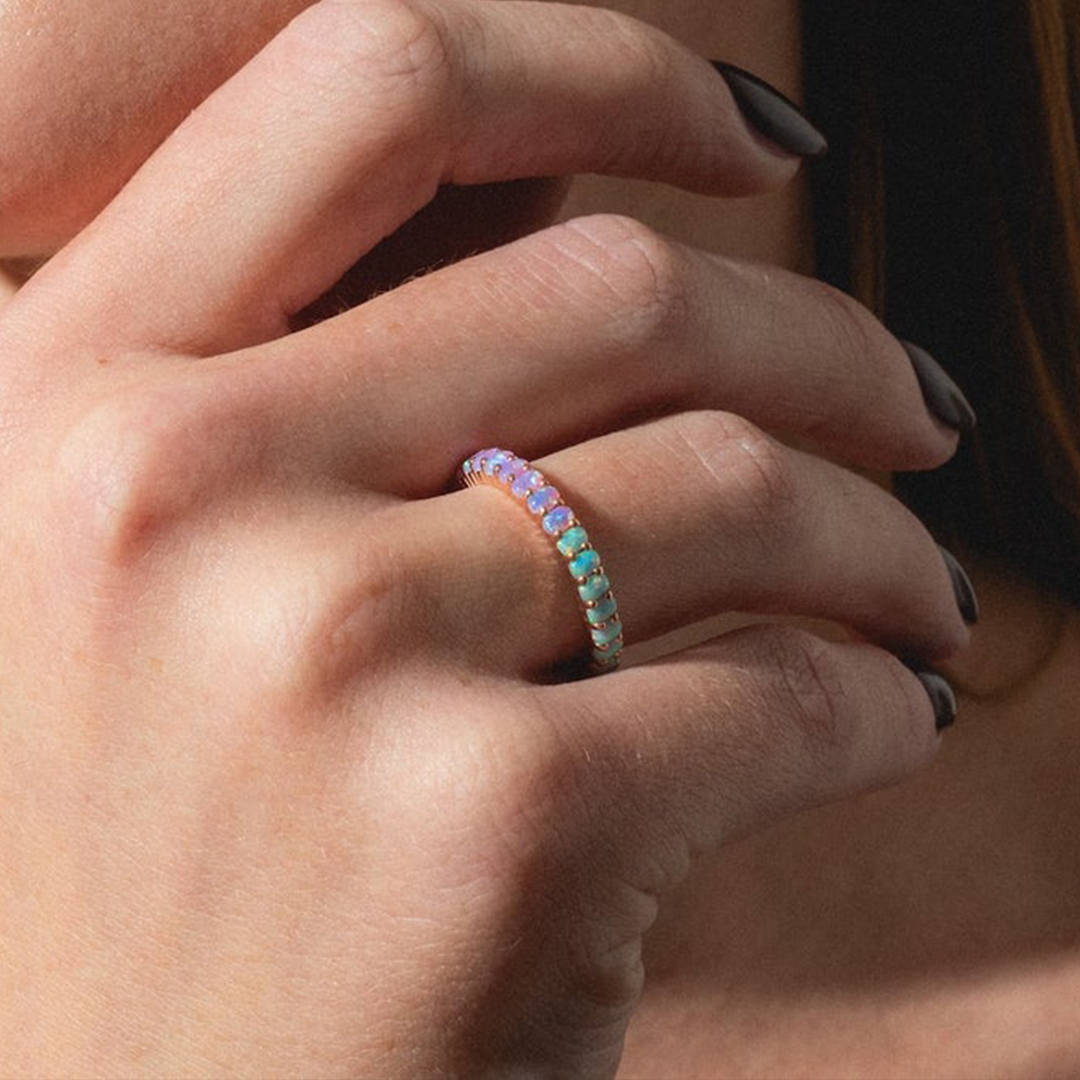 Forever Remembered Rainbow Bridge Opal Ombre Dual Ring