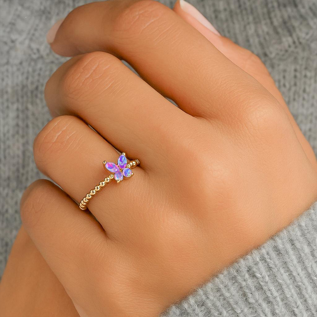 World Lupus Day Hope & Strength Opal Butterfly Ring