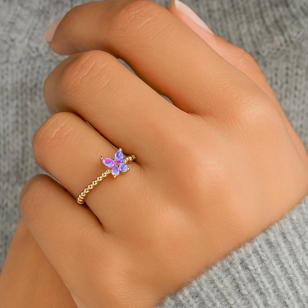World Lupus Day Hope & Strength Opal Butterfly Ring