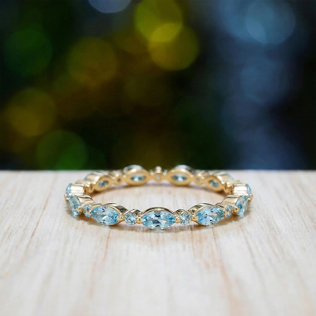 Ovarian Cancer Awareness Teal Marquise Ring