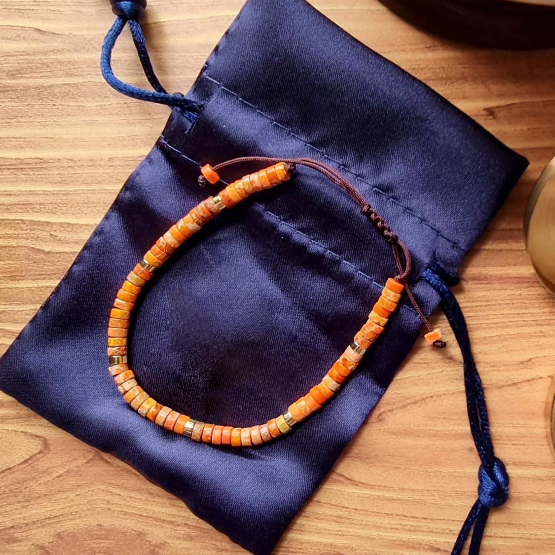 Childhood Cancer Awareness Orange Jasper Bead Bracelet