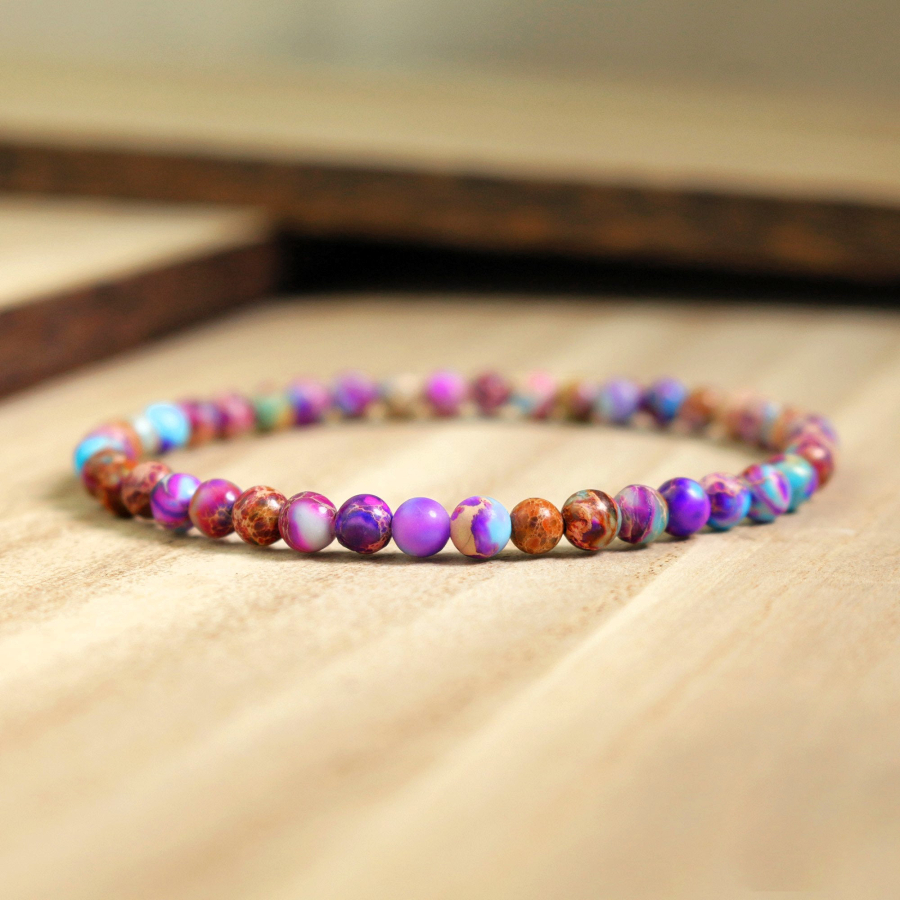 Galaxy Sea Sediment Jasper Lupus Awareness Bracelet