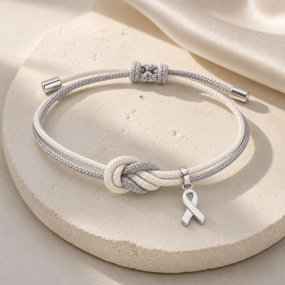 Lung Cancer Awareness Two-Tone Knot Bracelet