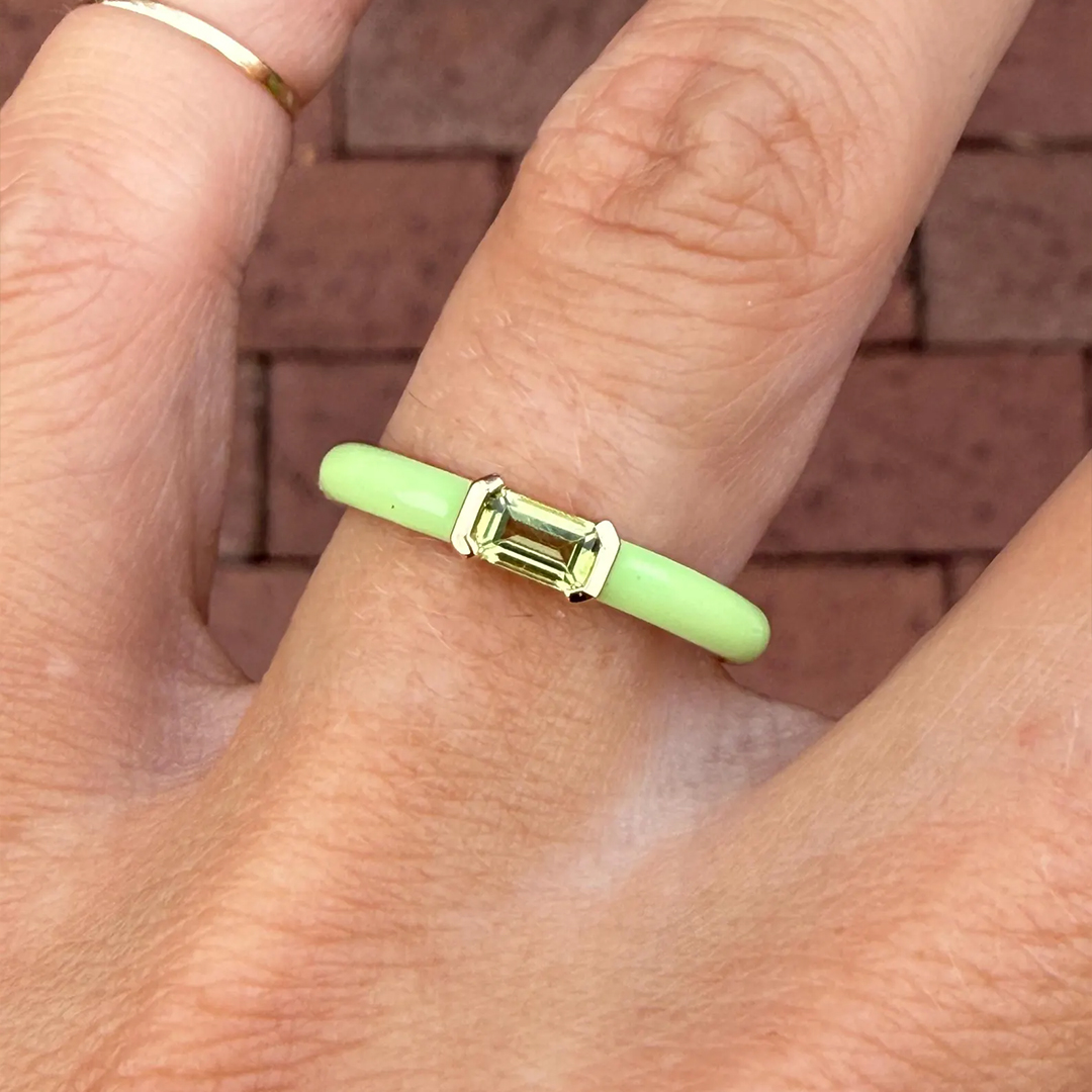 Kidney Disease Awareness Green Enamel Ring