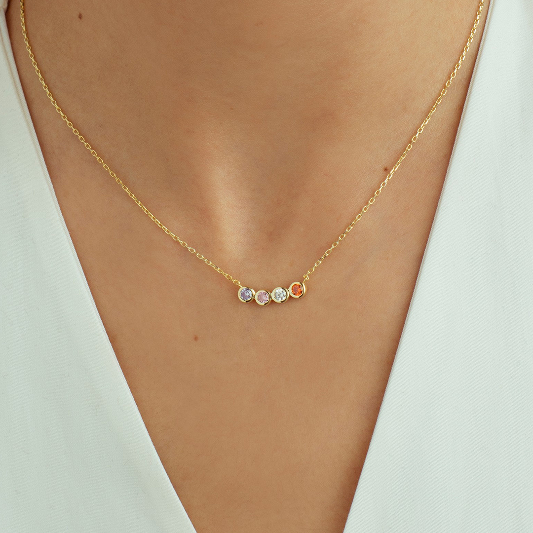 Gift For Women Family Birthstones Necklace