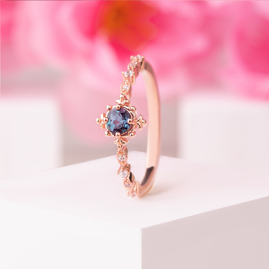 Choose Peace Vintage Alexandrite Minimalist Ring