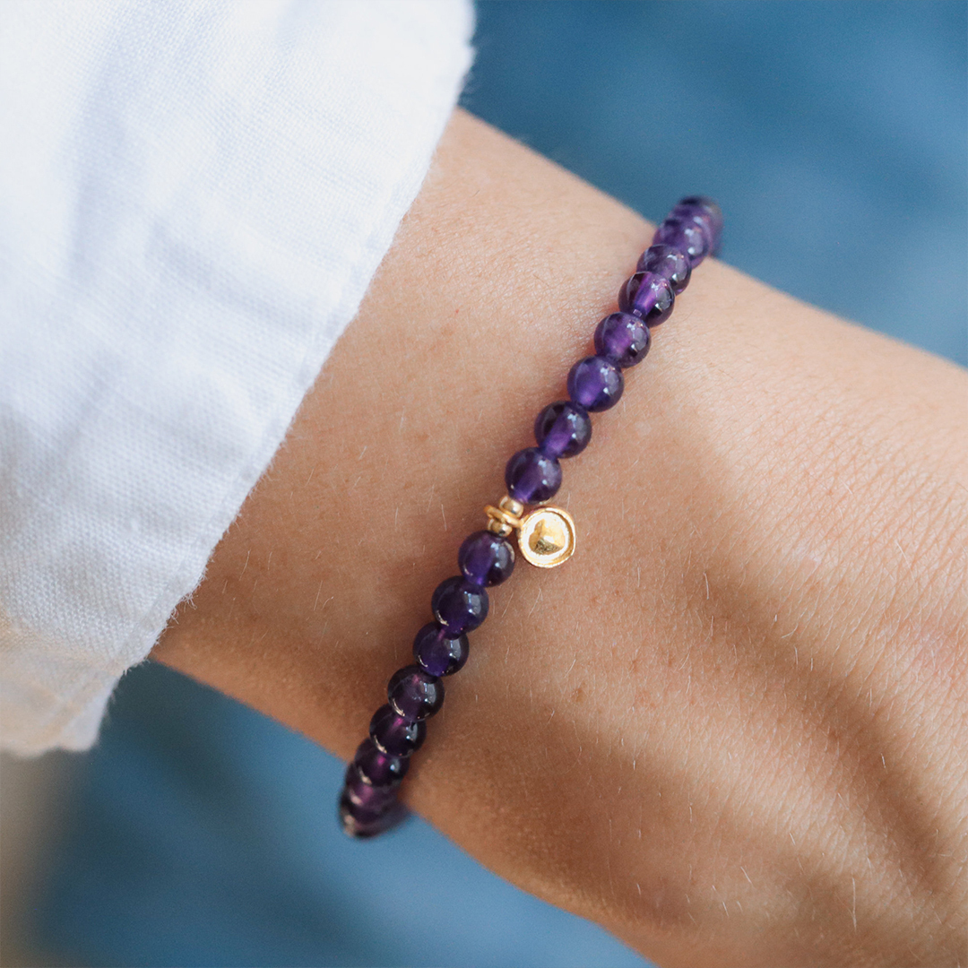 Lupus Awareness Purple Amethyst Beaded Bracelet