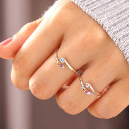 Personalized 2-6 Birthstone You And Your Girl Gang Ring