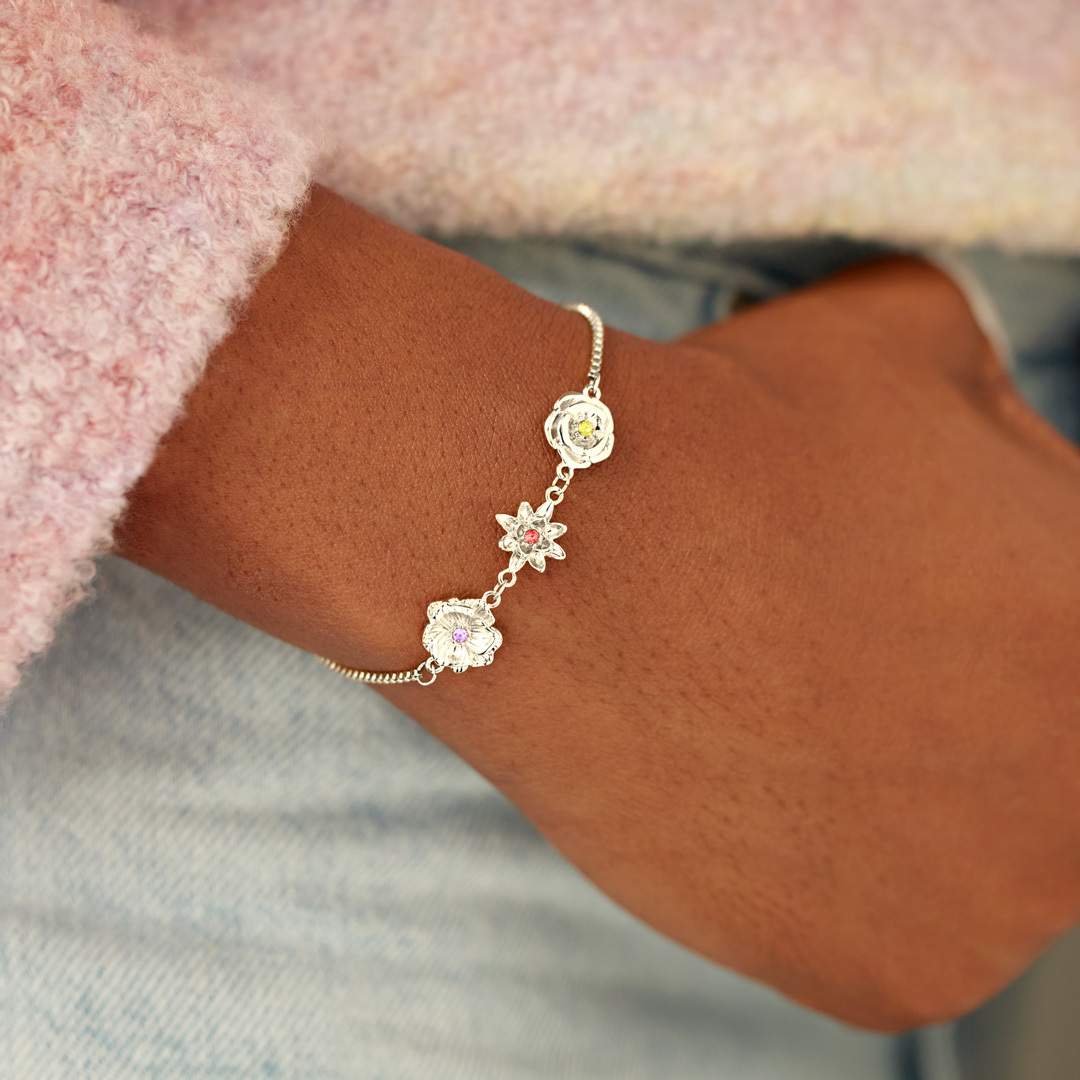 1-10 Three-Dimensional Birth Flowers Bracelet-Mother's Day Gift