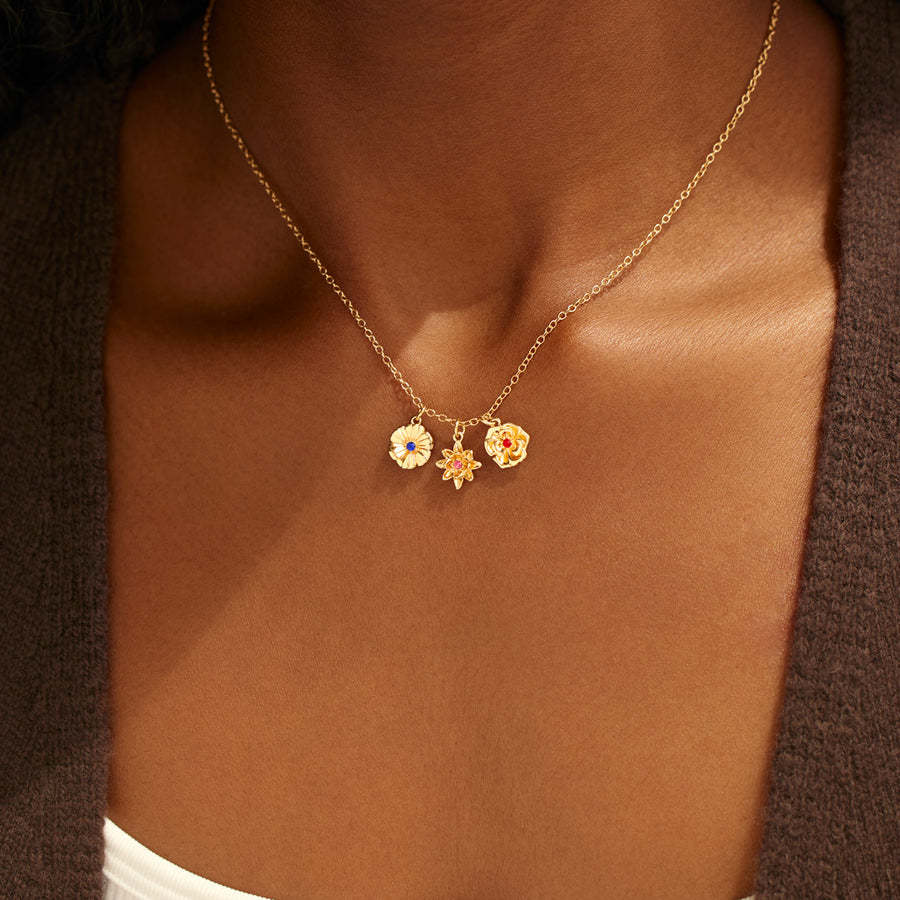 1-12 Three-Dimensional Birth Flowers Necklace-Mother's Day Gift