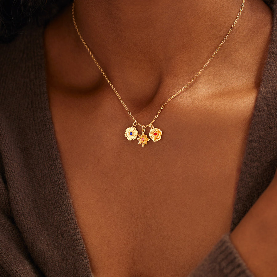 1-12 Three-Dimensional Birth Flowers Necklace-Mother's Day Gift