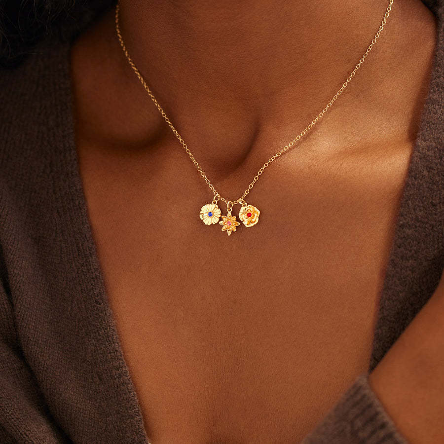 1-12 Three-Dimensional Birth Flowers Necklace-Mother's Day Gift