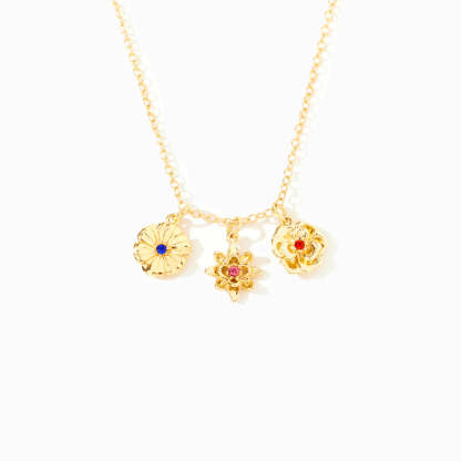 1-12 Three-Dimensional Birth Flowers Necklace-Mother's Day Gift